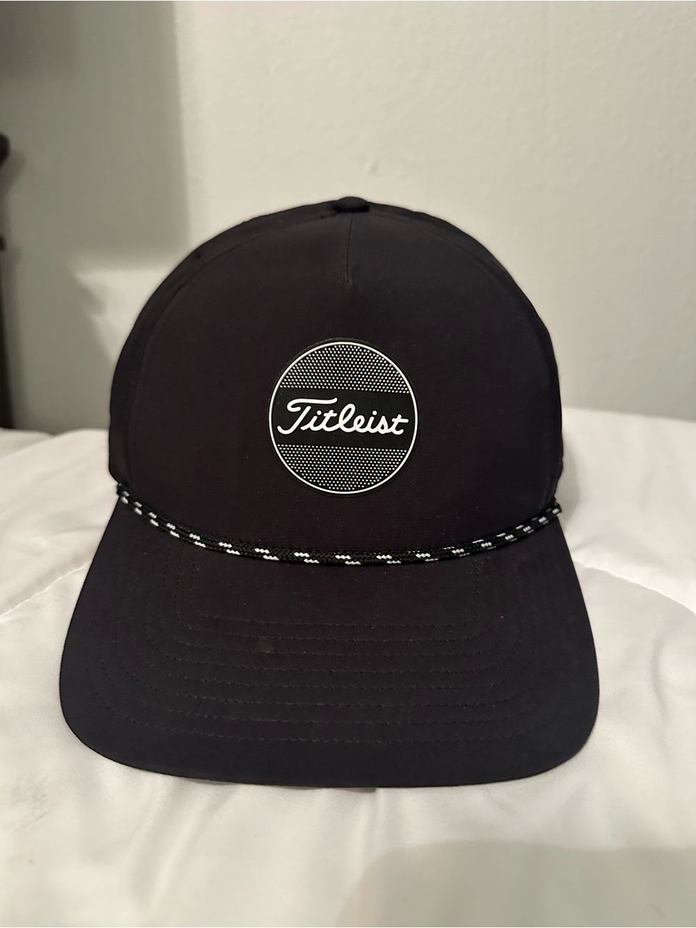 Titleist Black Hat with Contrast Rope and Logo Patch